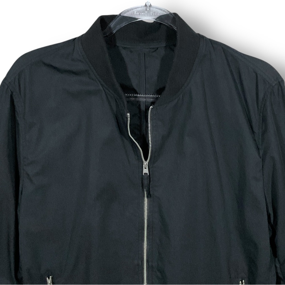 All Saints Mens Bomber Jacket Sz L Lightweight Cotton Moto Black Outdoor - Picture 3 of 13
